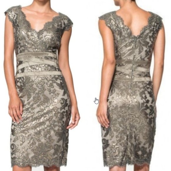 Tadashi Shoji Embroidered Paillette Cocktail Dress - Picture 1 of 8